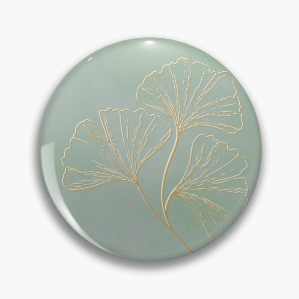 Item preview, Minimalist Ginkgo Biloba Line Art in Gold on Sage Green Watercolor designed and sold by Diseño que alegran tu día.