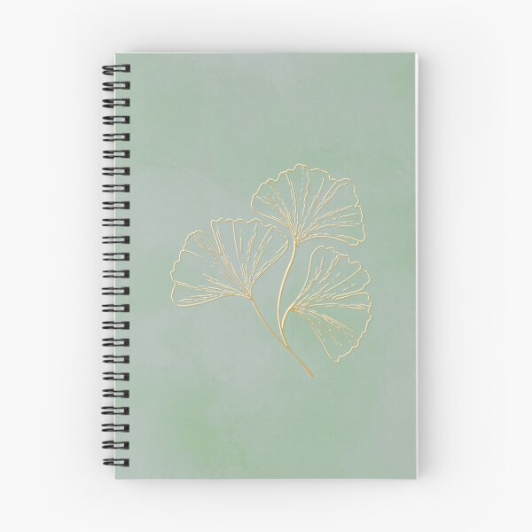 Item preview, Minimalist Ginkgo Biloba Line Art in Gold on Sage Green Watercolor designed and sold by Diseño que alegran tu día.