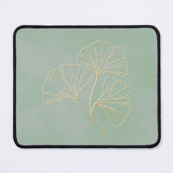 Item preview, Minimalist Ginkgo Biloba Line Art in Gold on Sage Green Watercolor designed and sold by Diseño que alegran tu día.