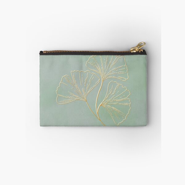 Item preview, Minimalist Ginkgo Biloba Line Art in Gold on Sage Green Watercolor designed and sold by Diseño que alegran tu día.