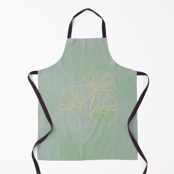 Item preview, Minimalist Ginkgo Biloba Line Art in Gold on Sage Green Watercolor designed and sold by Diseño que alegran tu día.