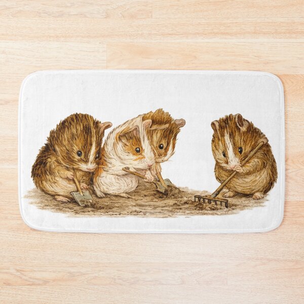 Item preview, Guinea Pigs Vintage Storybook Illustration Garden Digging Scene for Cottagecore Art Lovers designed and sold by RickE.