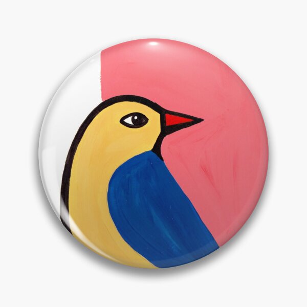 Item preview, Minimal Yellow Blue Bird  | Mid Century Modern Bird Art designed and sold by Filora Atelier | Bird Art.