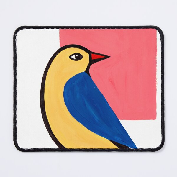 Item preview, Minimal Yellow Blue Bird  | Mid Century Modern Bird Art designed and sold by Filora Atelier | Bird Art.
