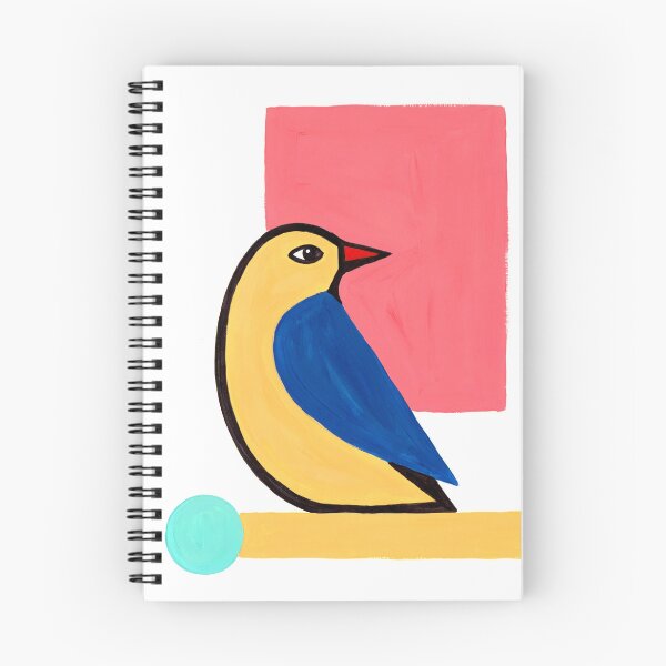 Item preview, Minimal Yellow Blue Bird  | Mid Century Modern Bird Art designed and sold by Filora Atelier | Bird Art.