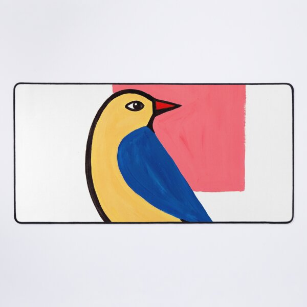 Item preview, Minimal Yellow Blue Bird | Mid Century Modern Bird Art designed and sold by Filora Atelier | Bird Art.