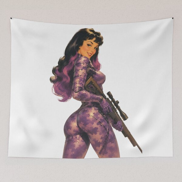 Item preview, Retro Tactical Pin Up | Original Female Soldier Vintage Illustration designed and sold by Cosplayvintage.