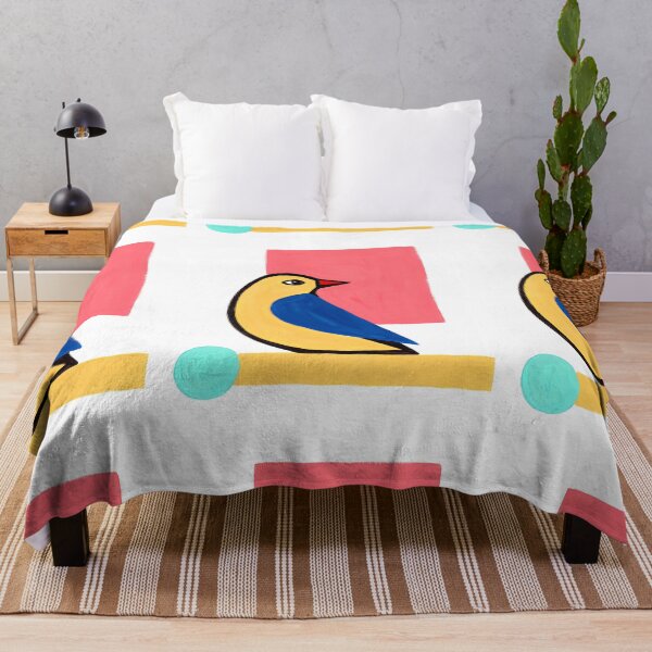 Item preview, Minimal Yellow Blue Bird  | Mid Century Modern Bird Art designed and sold by Filora Atelier | Bird Art.