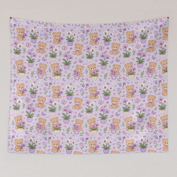 Item preview, Copy of Bunny Orchid Tea Garden Kawaii Pattern designed and sold by Soft Berry Studio.