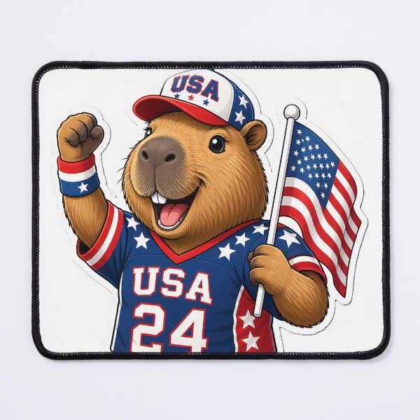 Item preview, Cute USA Soccer Fan Capybara designed and sold by denybz.