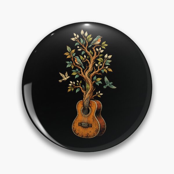 Item preview, Vintage Guitar Tree Birds Nature Music Retro designed and sold by Moizento.