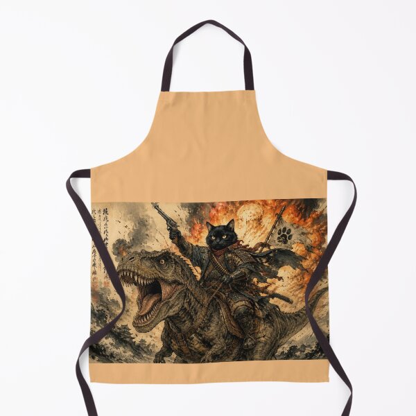 Item preview, Samurai Cat with Revolver on T-Rex, Vintage Japanese Style designed and sold by Natalia-Vlad.
