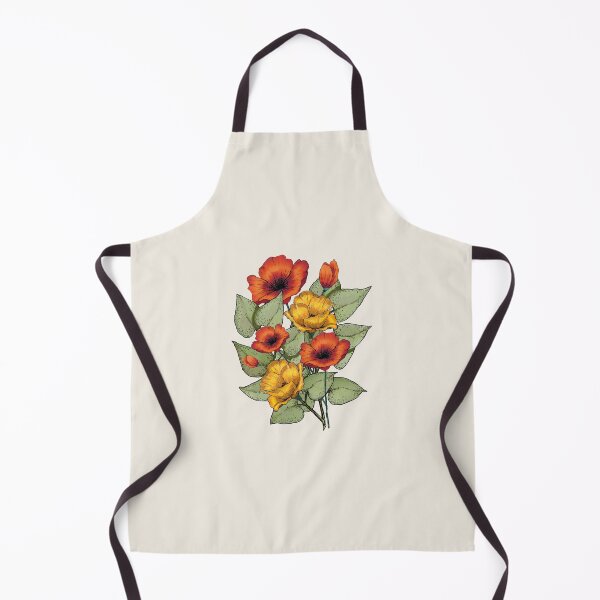 Item preview, Bright Red and Yellow Flowers, Poppies, Leaves designed and sold by JoyfulWhimsy.