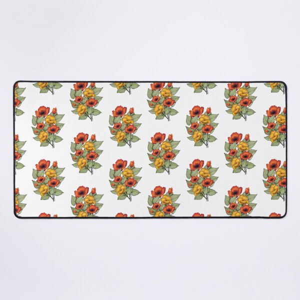 Item preview, Bright Red and Yellow Flowers, Poppies, Leaves designed and sold by JoyfulWhimsy.