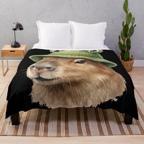 Item preview, Cottagecore Capybara Frog Hat Cute Forest Animal Chill Aesthetic designed and sold by WorldShop17.