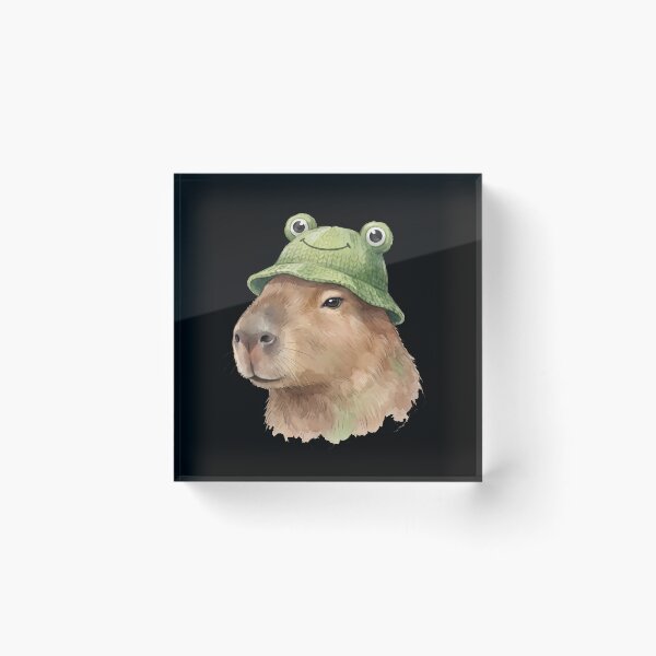 Item preview, Cottagecore Capybara Frog Hat Cute Forest Animal Chill Aesthetic designed and sold by WorldShop17.