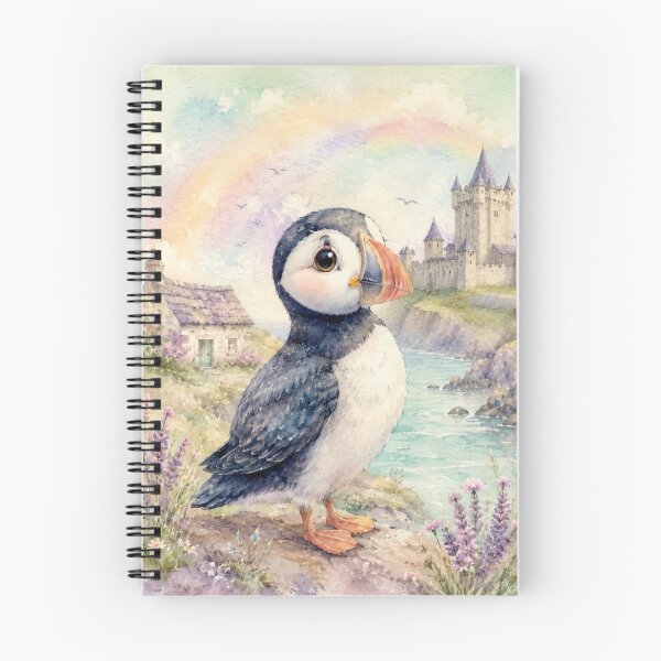 Item preview, Whimsical Pastel Puffin Scotland Watercolor designed and sold by Myra365Art.