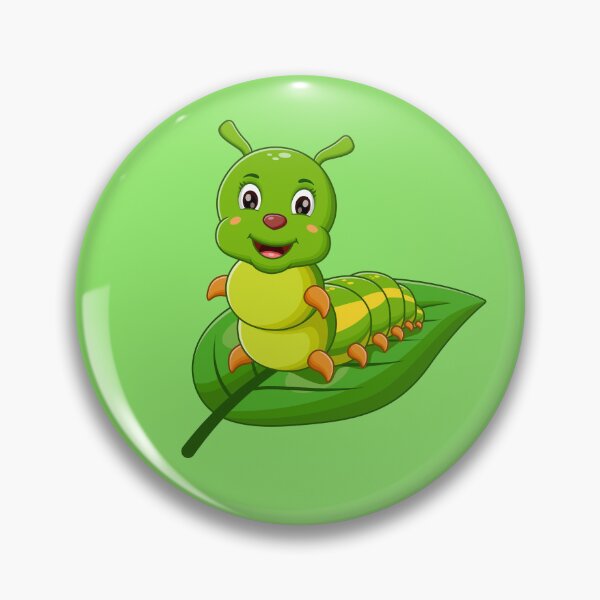 Item preview, Cute Cartoon Caterpillar on Green Leaf Chibi Art designed and sold by SolutionsArt.