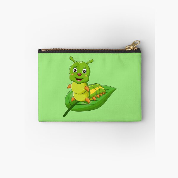 Item preview, Cute Cartoon Caterpillar on Green Leaf Chibi Art designed and sold by SolutionsArt.