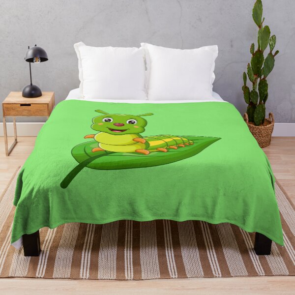 Item preview, Cute Cartoon Caterpillar on Green Leaf Chibi Art designed and sold by SolutionsArt.