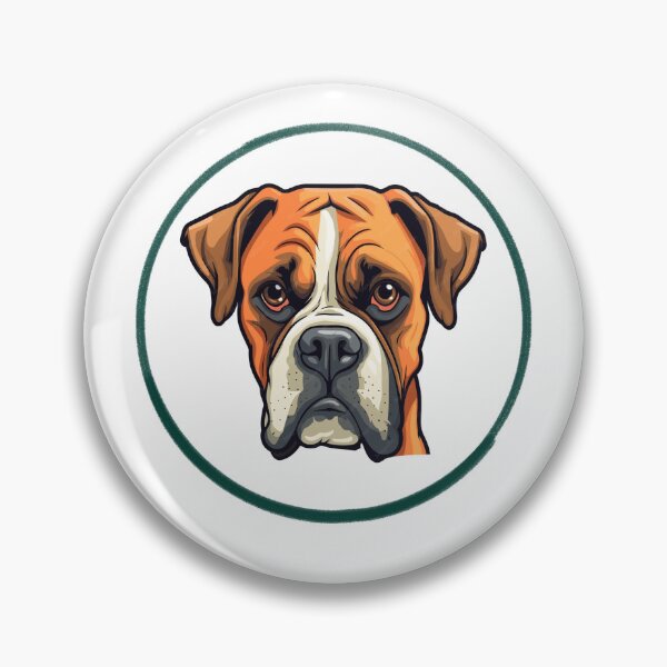 Item preview, Cute Boxer Dog Cartoon Illustration - Circle Badge Design designed and sold by EHdesignShop.