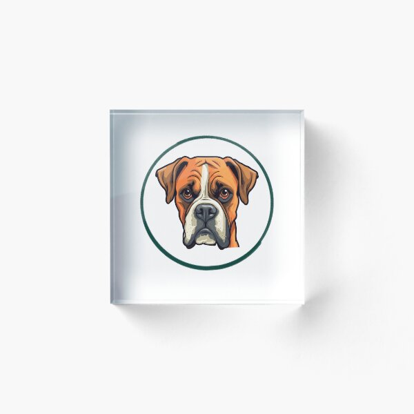 Item preview, Cute Boxer Dog Cartoon Illustration - Circle Badge Design designed and sold by EHdesignShop.
