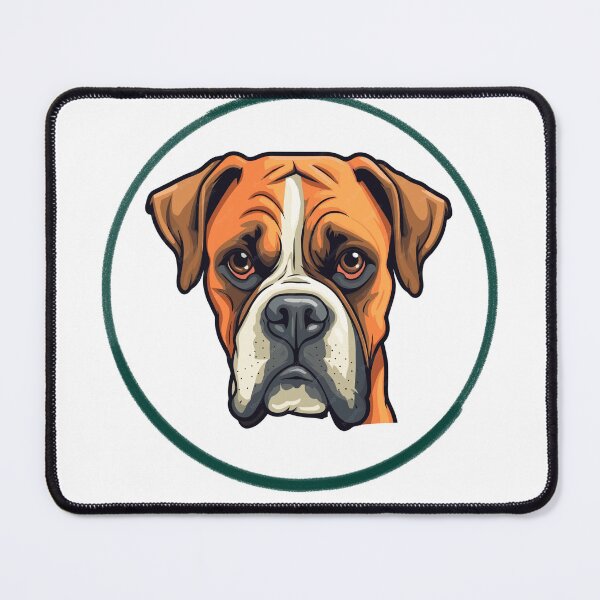 Item preview, Cute Boxer Dog Cartoon Illustration - Circle Badge Design designed and sold by EHdesignShop.