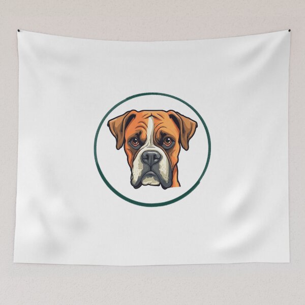 Item preview, Cute Boxer Dog Cartoon Illustration - Circle Badge Design designed and sold by EHdesignShop.