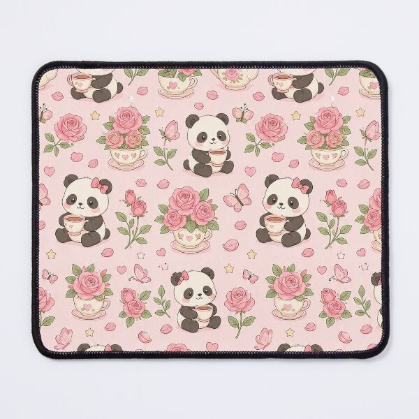 Item preview, Panda Rose Tea Pattern designed and sold by Soft Berry Studio.