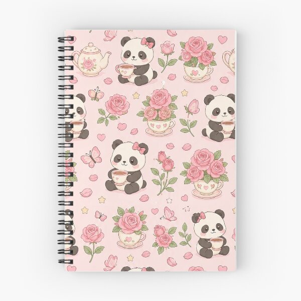 Item preview, Panda Rose Tea Pattern designed and sold by Soft Berry Studio.
