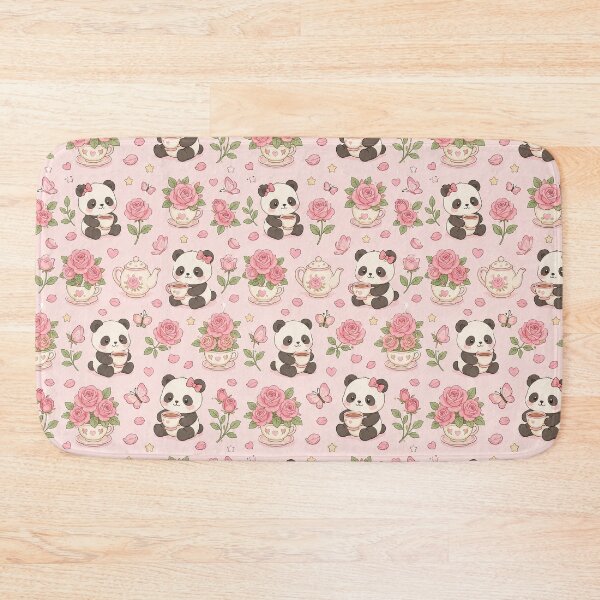 Item preview, Panda Rose Tea Pattern designed and sold by Soft Berry Studio.