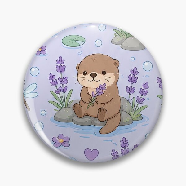 Item preview, Otter Lavender Pond Pattern designed and sold by Soft Berry Studio.