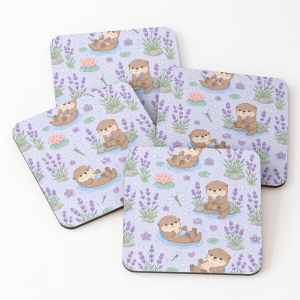 Item preview, Otter Lavender Pond Pattern designed and sold by Soft Berry Studio.