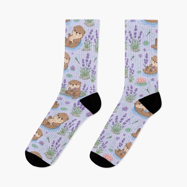 Item preview, Otter Lavender Pond Pattern designed and sold by Soft Berry Studio.