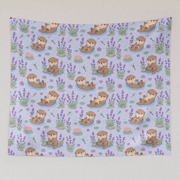Item preview, Otter Lavender Pond Pattern designed and sold by Soft Berry Studio.
