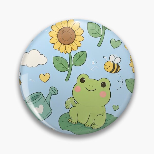 Item preview, Frog Sunflower Garden Pattern designed and sold by Soft Berry Studio.