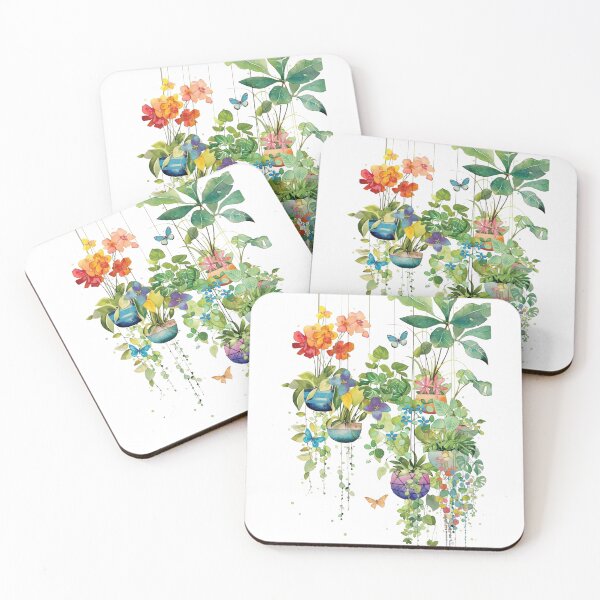 Item preview, Colorful Hanging Houseplants Watercolor Art designed and sold by Reshmakhan.