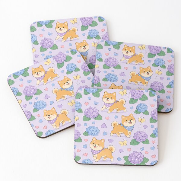 Item preview, Shiba Inu Hydrangea Walk Pattern designed and sold by Soft Berry Studio.
