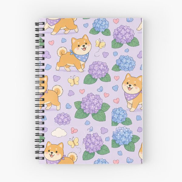 Item preview, Shiba Inu Hydrangea Walk Pattern designed and sold by Soft Berry Studio.