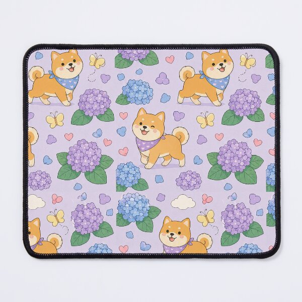 Item preview, Shiba Inu Hydrangea Walk Pattern designed and sold by Soft Berry Studio.