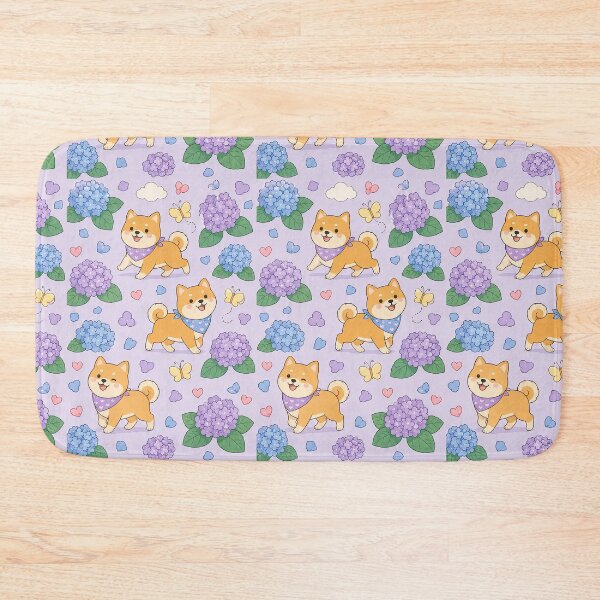 Item preview, Shiba Inu Hydrangea Walk Pattern designed and sold by Soft Berry Studio.