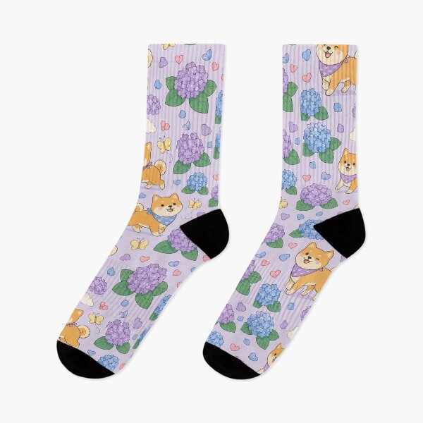 Item preview, Shiba Inu Hydrangea Walk Pattern designed and sold by Soft Berry Studio.