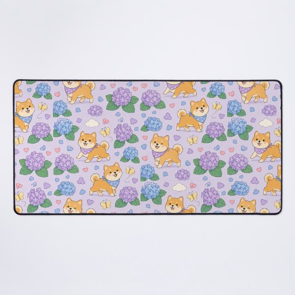 Item preview, Shiba Inu Hydrangea Walk Pattern designed and sold by Soft Berry Studio.