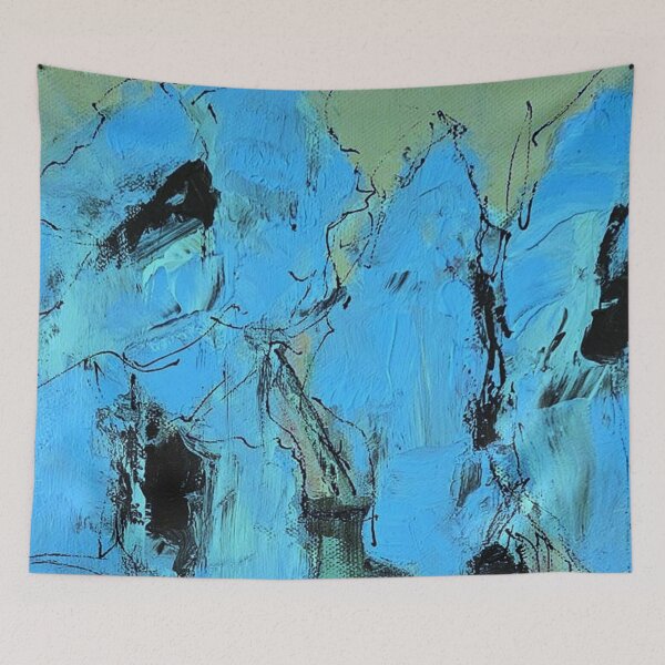 Item preview, Blue Green Abstract Expressionist Floral Painting designed and sold by BuckaBaby.