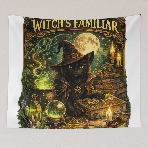 Item preview, The Witch’s Familiar Black Cat designed and sold by Mosslume Studio.