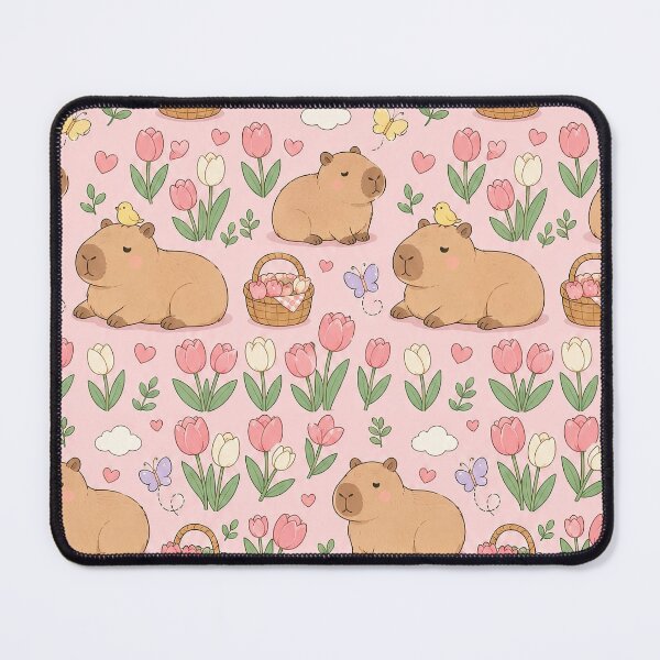 Item preview, Capybara Tulip Field Pattern designed and sold by Soft Berry Studio.