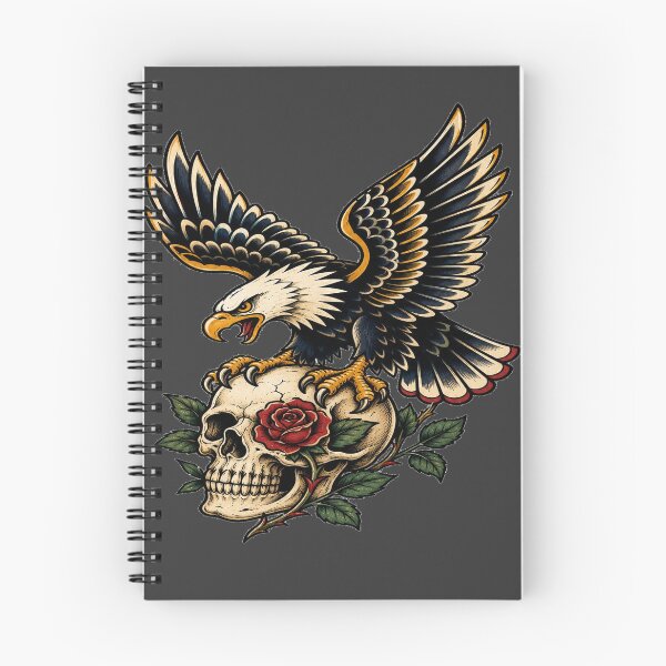 Item preview, Vintage Bald Eagle Skull Tattoo Flash Art designed and sold by StickersHul.