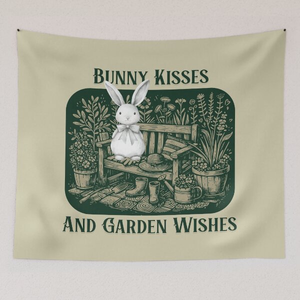 Item preview, Bunny Kisses and Garden Wishes Cute Rabbit Cottagecore Gardening Design designed and sold by Sachie's Studio.