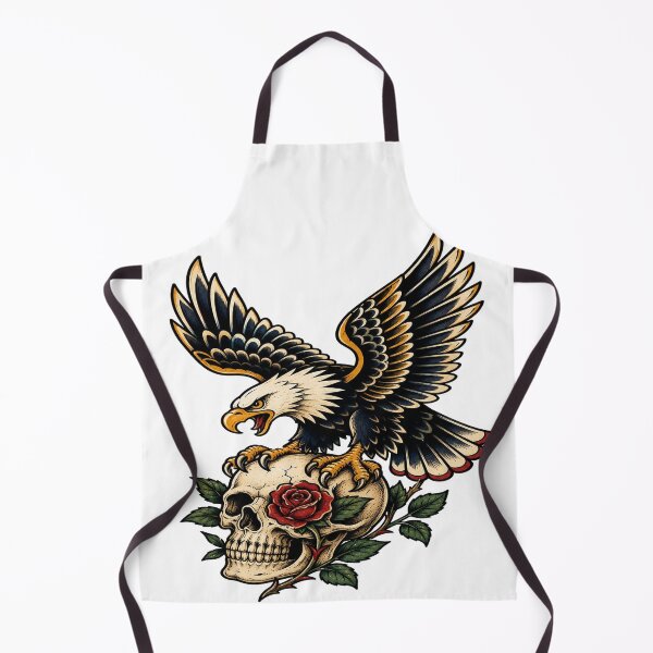 Item preview, Vintage Bald Eagle Skull Tattoo Flash Art designed and sold by StickersHul.