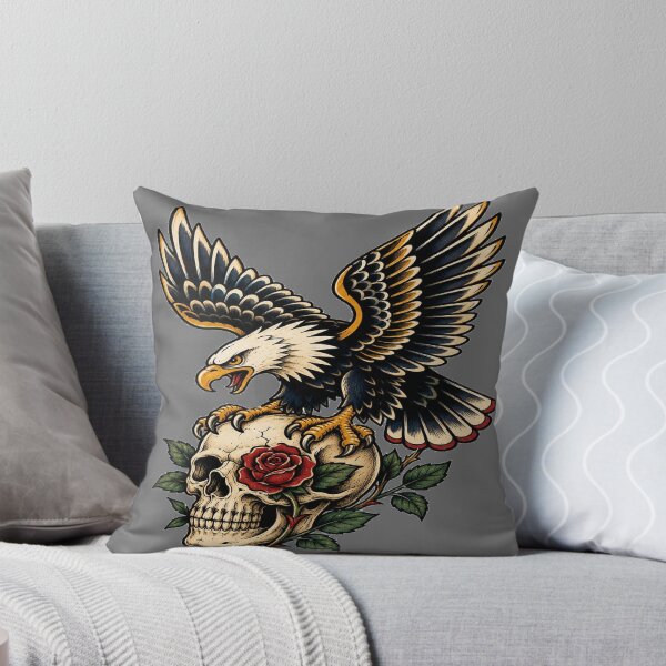 Item preview, Vintage Bald Eagle Skull Tattoo Flash Art designed and sold by StickersHul.